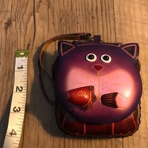 Cat wallet, leather vibes w/ purplish tones